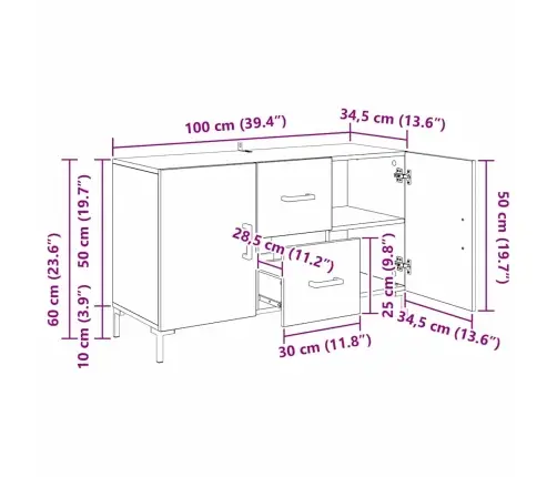 Kõide Sahtliga Vana Puit 100 X 36 X 60 Cm Tehispuit
