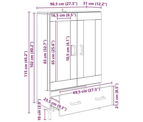 Kõrgushein Sahtliga Vana Puit 69,5 X 31 X 115 Cm Tehispuit