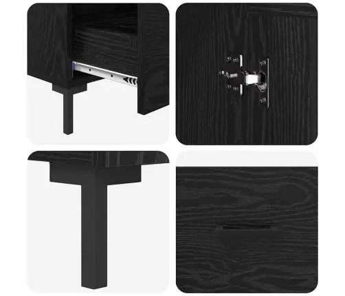 Aukštas Spintelė Su Stalčių Juodas Ąžuolas 69,5 X 31 X 115 Cm