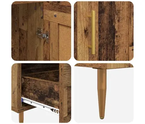 Augstais Skapītis Ar Atvilktni Vecs Koks 69,5 X 31 X 115 Cm Vidaxl