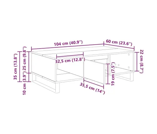 Kafijas Galdiņš Vecs Koks 104 X 60 X 35 Cm Inženierijas Koks Vidaxl
