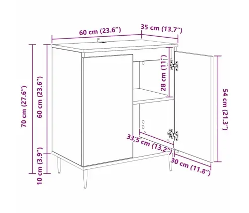 Puse Melns Ozolkoks 60 X 35 X 70 Cm Inženierijas Koks Vidaxl