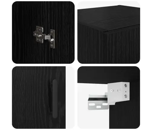 Sienas Skapis Melns Ozolkoks 34,5 X 34 X 90 Cm Vidaxl