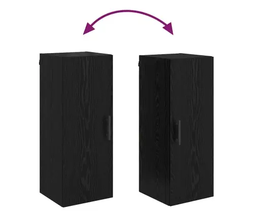 Sienas Skapis Melns Ozolkoks 34,5 X 34 X 90 Cm Vidaxl