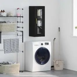 Sienas Skapis Melns Ozolkoks 34,5 X 34 X 90 Cm Vidaxl