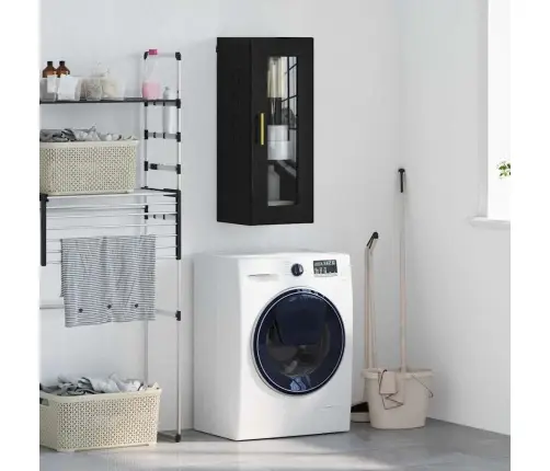 Sienas Skapis Melns Ozolkoks 34,5 X 34 X 90 Cm Vidaxl