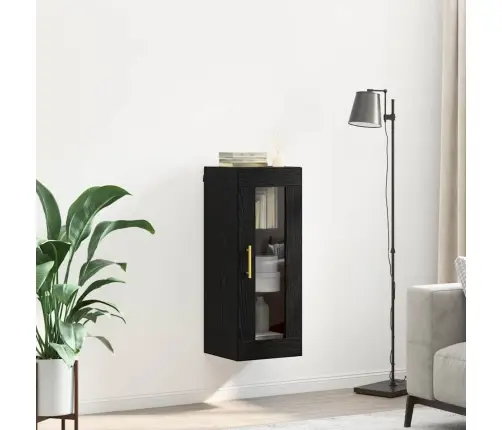 Sienas Skapis Melns Ozolkoks 34,5 X 34 X 90 Cm Vidaxl