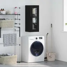 Sienas Skapis Melns Ozolkoks 34,5 X 34 X 90 Cm Vidaxl