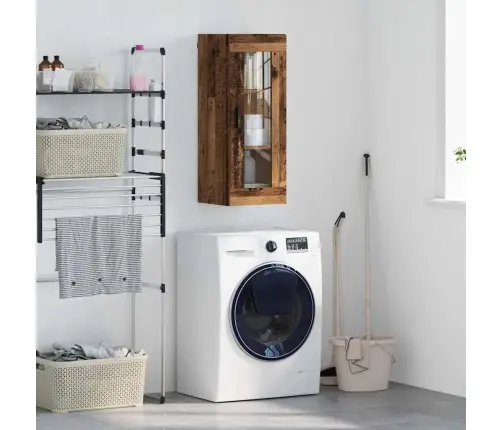 Seinakapp Vana Puit 34,5 X 34 X 90 Cm Kunstlik Puit Ja Klaas