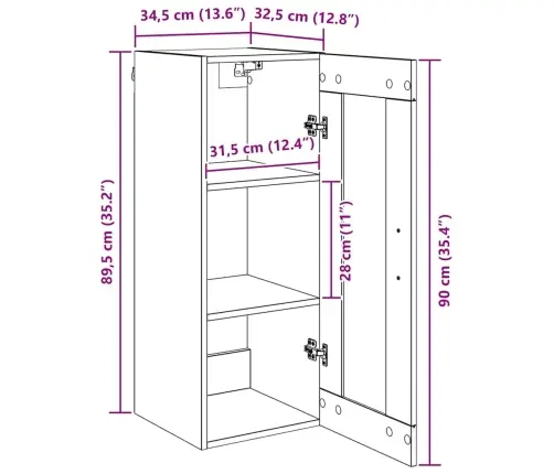 Seinakapp Vana Puit 34,5 X 34 X 90 Cm Kunstlik Puit Ja Klaas