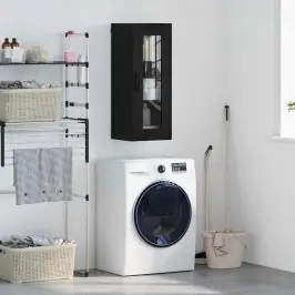 Sienas Skapis Melns Ozolkoks 34,5 X 34 X 90 Cm Vidaxl