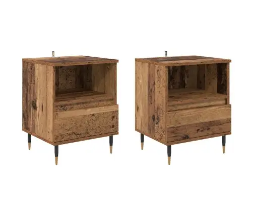 Nakts Skapītis Ar Atvilktni 2 Pcs Vecs Koks 40 X 35 X 50 Cm Vidaxl