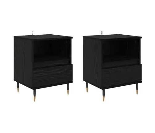 Nakts Skapītis Ar Atvilktni 2 Pcs Melns Ozols 40 X 35 X 50 Cm Vidaxl