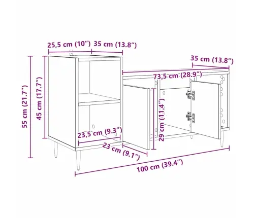Televizora Skapīša Vecs Koks 100 X 35 X 55 Cm Inženierijas Koks Vidaxl