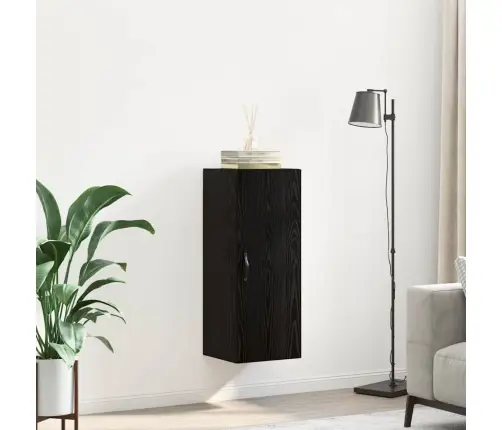 Sienas Skapis Melns Ozolkoks 34,5 X 34 X 90 Cm Vidaxl