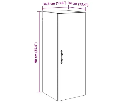 Sienas Skapis Melns Ozolkoks 34,5 X 34 X 90 Cm Vidaxl