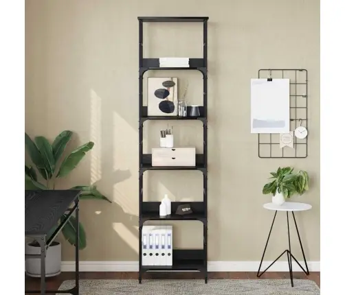 Grāmatu Plaukts Melns Ozolkoks 50 X 33 X 188,5 Cm Vidaxl