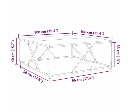 Kafijas Galdiņš Vecs Koks 100 X 100 X 40 Cm Inženierijas Koks Vidaxl