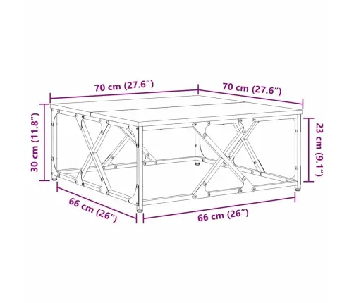 Kafijas Galdiņš Amatnieku Ozola 70 X 70 X 30 Cm Vidaxl