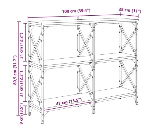 Konsoles Galds Vecs Koks 100 X 28 X 80,5 Cm Inženierijas Koks Vidaxl