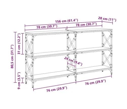 Konsoles Galds Vecs Koks 156 X 28 X 80,5 Cm Inženierijas Koks Vidaxl