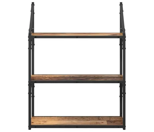 Sienas Plaukts Vecs Koks 60 X 21 X 78,5 Cm Inženierijas Koks Vidaxl