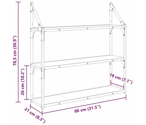 Sienas Plaukts Ar Plauktu Artisānā Ozols 80 X 21 X 78,5 Cm Vidaxl