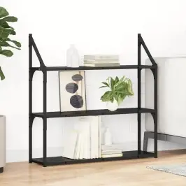 Seinariiul Riiuliga Must Tamm 80 X 21 X 78,5 Cm Tehispuit