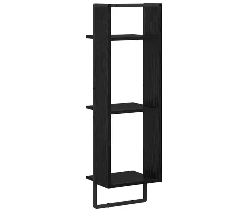 Sienas Plaukts Ar Plauktu Melns Ozolkoks 30 X 25 X 100 Cm Vidaxl