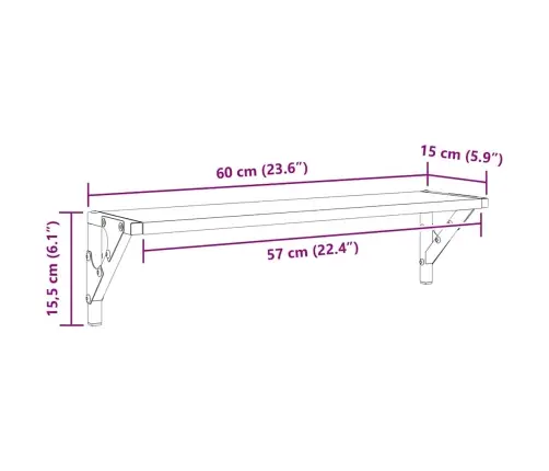 Sieninės Lentynos 2 Pcs Juodas Ąžuolas 60 X 15 X 15,5 Cm