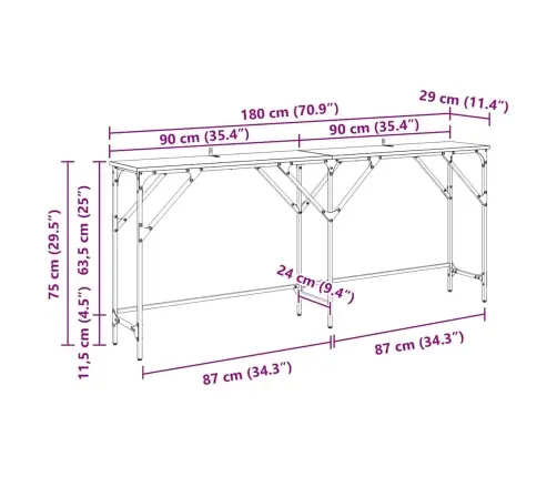 Konsoollaud Vana Puit 180 X 29 X 75 Cm Tehispuit Konsoollaud Vana Puit 180 X 29 X 75 Cm Tehispuit