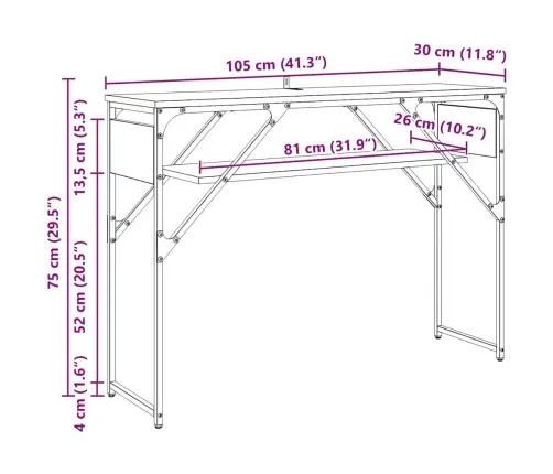 Konsolesgalds Artisānā Ozols 105X30X75Cm Inženierijas Koks Vidaxl Konsolesgalds Artisānā Ozols 105X30X75Cm Inženierijas Koks Vidaxl