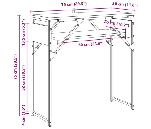 Konsolesgalds Melns Ozols 75X30X75Cm Inženierijas Koks Vidaxl Konsolesgalds Melns Ozols 75X30X75Cm Inženierijas Koks Vidaxl