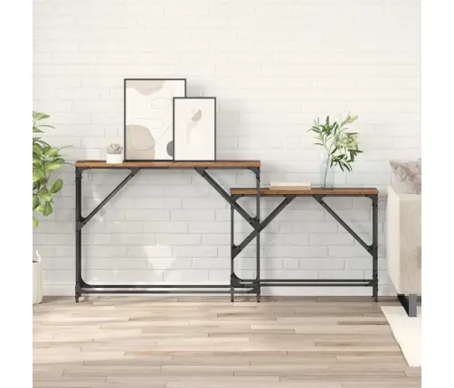 Konsoollaud 2 Pcs Vana Puit 100 X 28 X 75 Cm Tehispuit