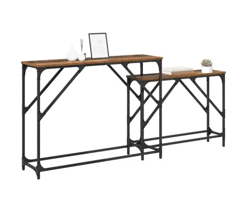 Konsoollaud 2 Pcs Vana Puit 100 X 28 X 75 Cm Tehispuit