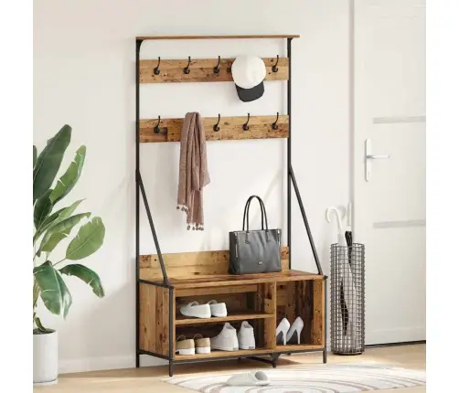 Apģērba Statīvs Vecs Koks 100 X 41 X 184 Cm Inženierijas Koks Vidaxl