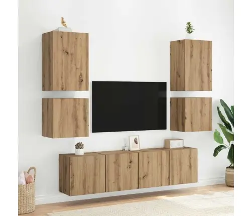 Tv Sienas Skapji 2 Pcs Artisānā Ozols 40,5X30X40Cm Vidaxl