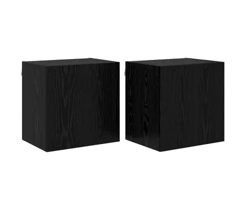 Tv Sienas Skapji 2 Pcs Melns Ozolkoks 40,5X30X40Cm Vidaxl