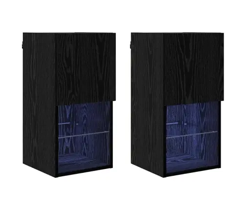 Sienā Montējami Televizoru Skapji 2 Pcs Melns Ozolkoks Vidaxl