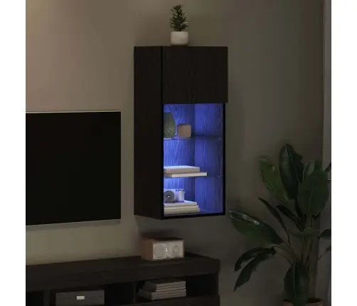 Sienā Montējams Tv Skapis Melns Ozolkoks 40,5 X 30 X 90 Cm Vidaxl