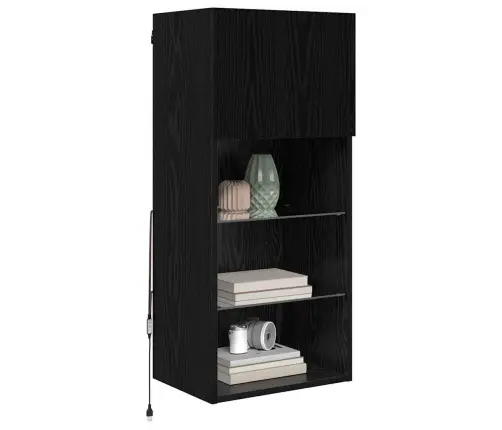 Sienā Montējams Tv Skapis Melns Ozolkoks 40,5 X 30 X 90 Cm Vidaxl