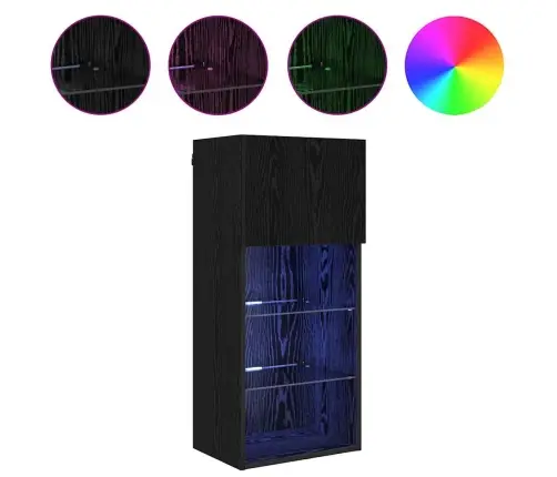 Sienā Montējams Tv Skapis Melns Ozolkoks 40,5 X 30 X 90 Cm Vidaxl