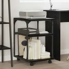 Printera Statīvs Melns Ozolkoks 43 X 48 X 64 Cm Vidaxl