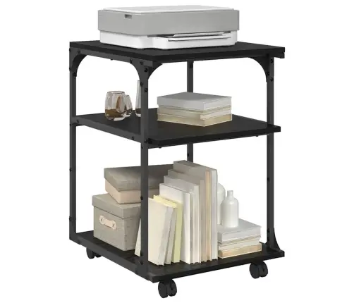 Printera Statīvs Melns Ozolkoks 43 X 48 X 64 Cm Vidaxl