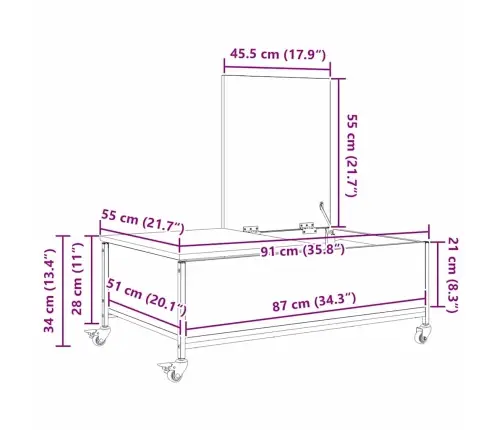 Kavos Staliukas Senovinis Medis 91 X 55 X 32 Cm