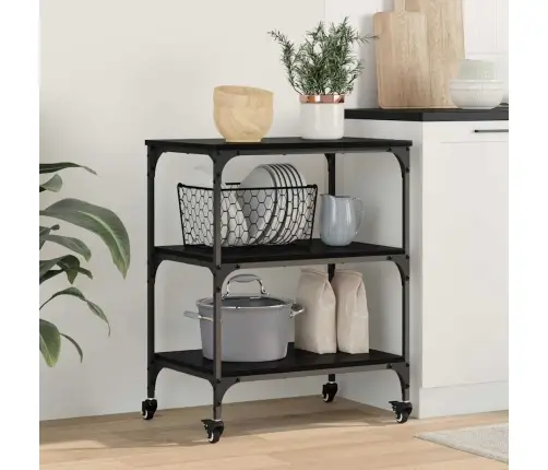 Virtuvės Vežimėlis Juodas Ąžuolas 60 X 41 X 76 Cm