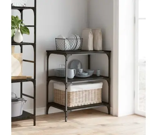 Virtuvės Vežimėlis Juodas Ąžuolas 60 X 41 X 76 Cm