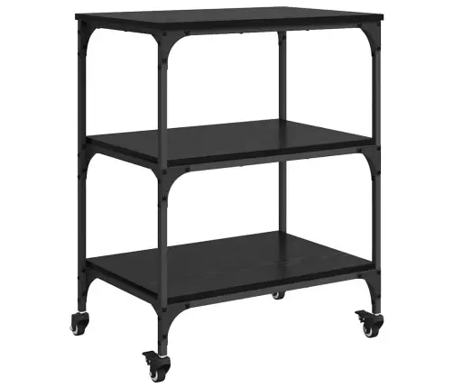 Virtuvės Vežimėlis Juodas Ąžuolas 60 X 41 X 76 Cm