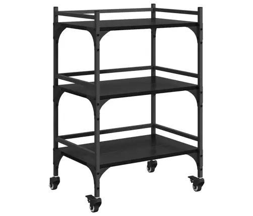 Köögikäru Must Tamm 50 X 35 X 75.5 Cm Tehispuit