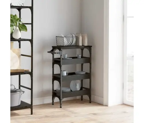 Virtuves Ratiņš Melns Ozolkoks 53 X 20 X 76 Cm Vidaxl